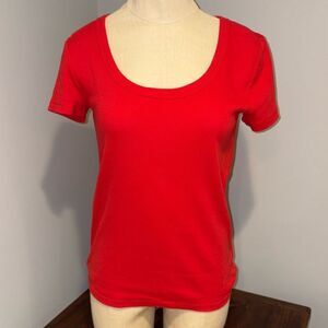 TALBOTS RIBBED SCOOP NECK TEE SIZE S